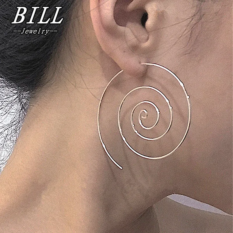 ES238 spiraal oorbellen ronde aretes eenvoudige stijl mode-sieraden pluggen oorbellen vrouwen piercing brincos bijoux hot koop 2018