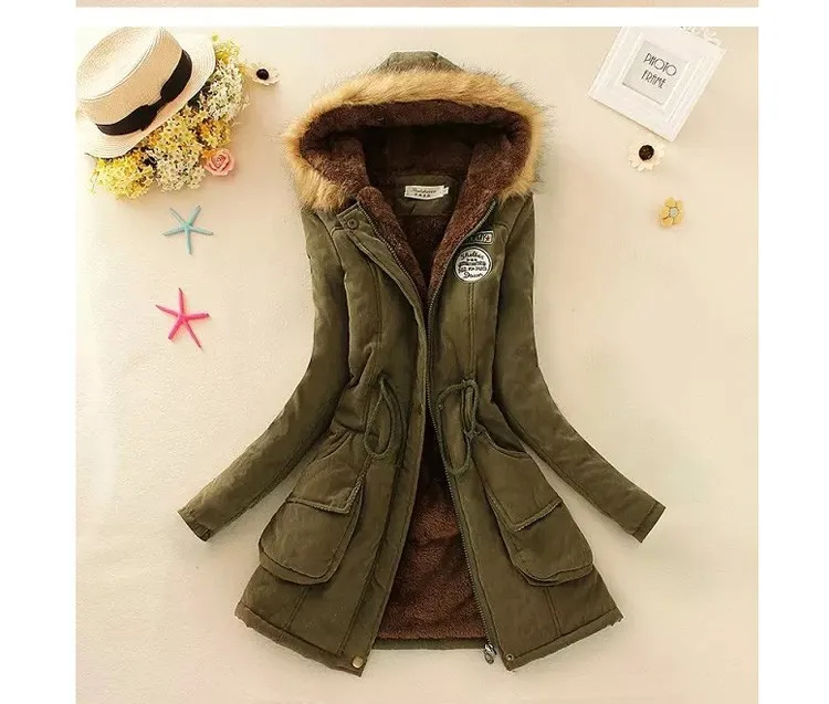 New Fashion Women Jacket Winter Warm Solid Hooded Coat Female Casual Slim Fur Collar Women Jacket And Coats Abrigos Mujer JT142 (8)