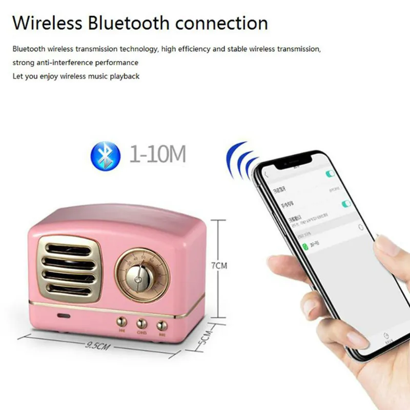 Retro Mini Portable Bluetooth Speaker Subwoofer Heavy Bass Multimedia Radio U disk TF FM Hands For iPhone 11 Samsung huawei5485265