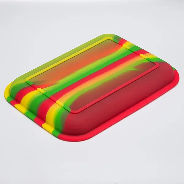 Bandeja de silicone 200 mm * 150 mm * 20 mm Acessórios para fumar Cor misturada Frasco Recipiente Prato Cera Dab Grau alimentício Palete de silicone em Mr_dabs