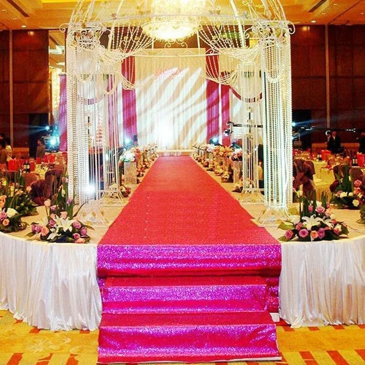 12 m Wide X 10 mroll Shiny Gold sequins Pearlescent Wedding Carpet Fashion Aisle Runner T station Carpet For Party Decoration Su4758553
