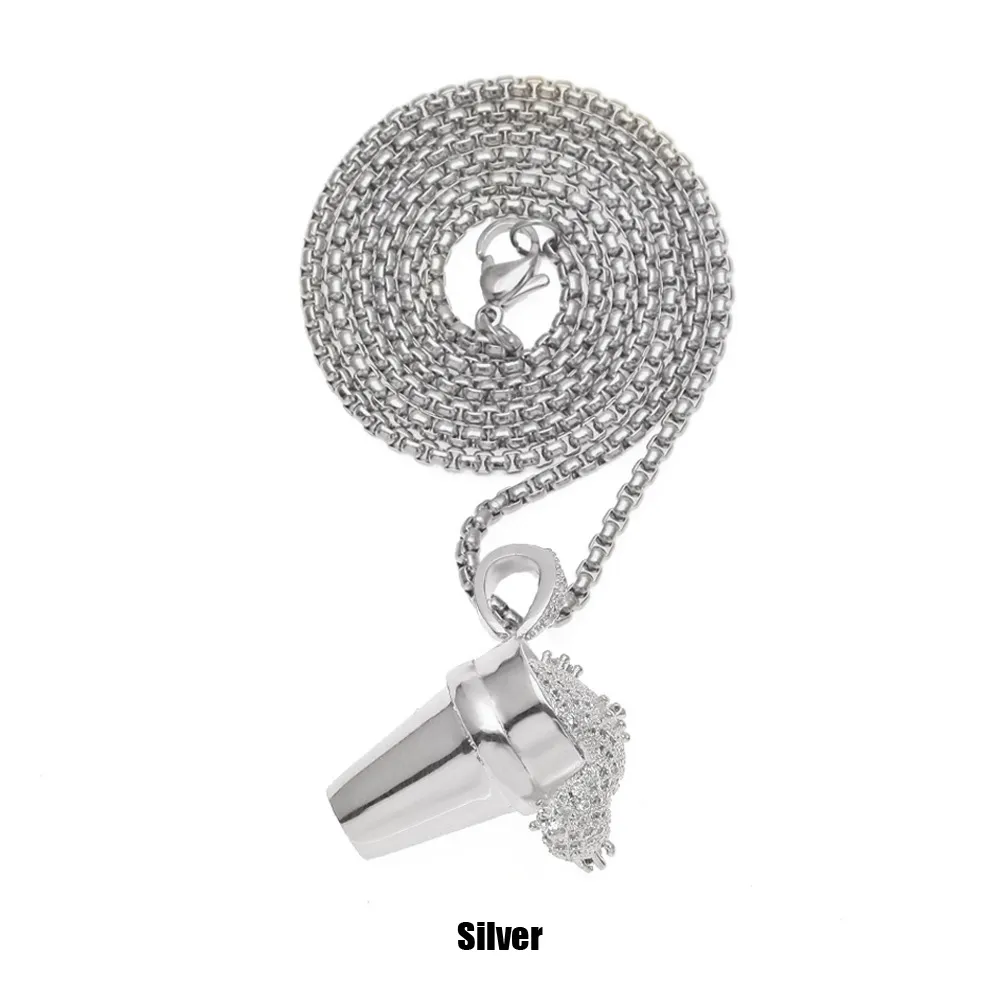 Nieuwste stijl Shiny Cubic Zirconia Styrofoam Cup Hanger Ketting Cubaanse Link Box Ketting voor Mens Hip Hop Rapper Trendy Accessoires