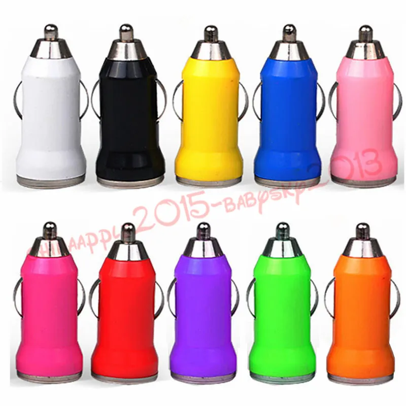 1000pcs Colorful 1A Bullet Mini USB Car Charger Universal Adapter for iphone 4 5 5S 6 6S 7 7plus Cell Phone PDA MP3 MP4