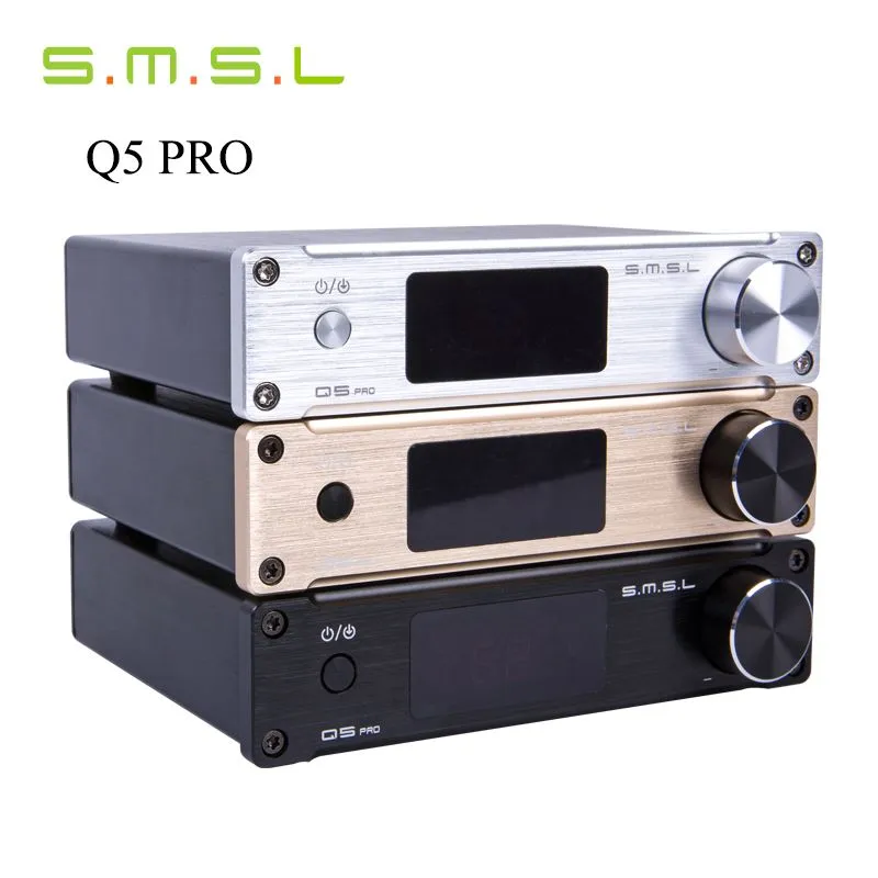 Freeshipping SMSL Q5 PRO 45W * 2 HIFI 2.0 Pure Mini Home Digital Audio Power Amplifier 24Bit / 96KHZ USB DAC / Optical / Coaysial z pilotem
