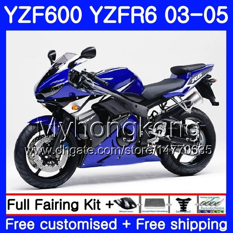 Corps Pour YAMAHA YZF-600 YZF-R6 03 YZF R6 2003 2004 2005 Carrosserie 228HM.48 YZF 600 R 6 YZF600 Stock cadre bleu YZFR6 03 04 05 Kit de carénages