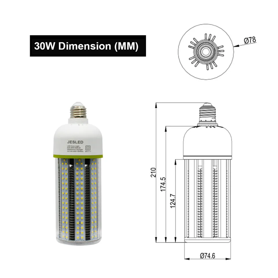 السوبر مشرق الصمام لمبة الذرة E 39 E40 80W 100W 120W 150W الصمام الذرة الخفيفة 360 زاوية SMD2835 بقيادة مصباح الإضاءة AC 100-300V