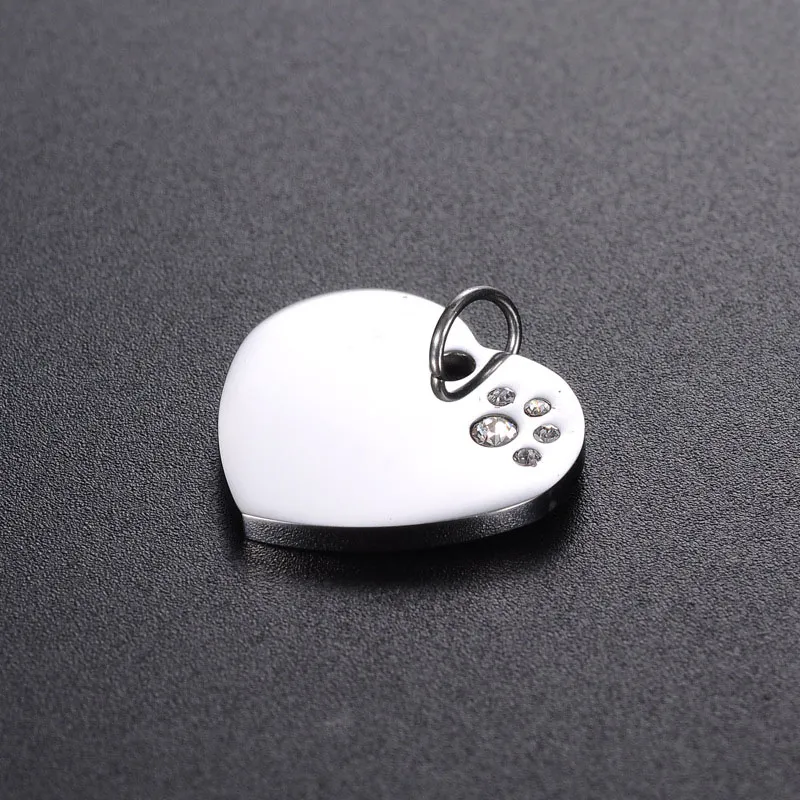 Cuore in acciaio inossidabile Cat Dog Collar Tag Pet Charm Pendant Accessori ID Tag Nome Telefono Anti-perso ZA46045