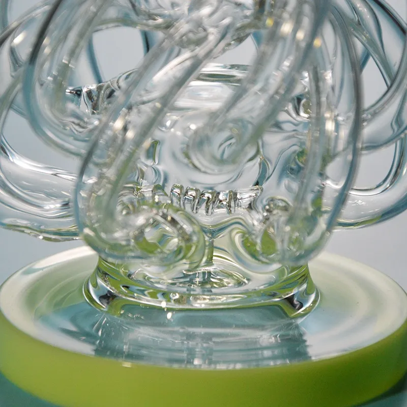 12 Tubes Narguilés Vortex Recycler Bong En Verre avec Super Cyclone Bleu Vert Violet Bongs Tuyaux d'eau XL137