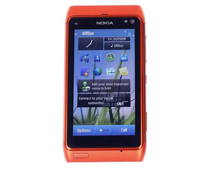 Оригинальный Восстановленное Nokia N8 разблокирована Одножильный 16GB 3,5 дюймовый 12.1MP 3G WCDMA мобильный телефон