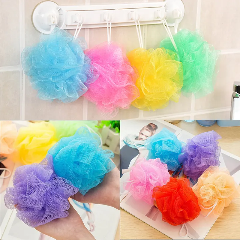 Bola de baño multicolor ducha cuerpo burbuja exfoliar Puff malla de esponja Net Ball Cleaning accesorios para el baño casa suministros WX9-444