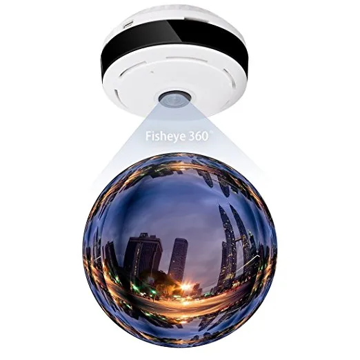 360 Degree Panoramic Fisheye Wireless Indoor Security Camera with Night Vision, Two-Way Audio Surveillance security to keep you home safe