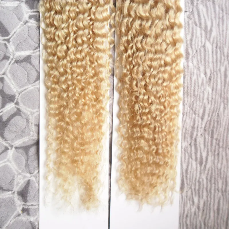 200g Kinky Curly Wave Brasilian Hair Weave Bundles 613 Bleach Blond Remy Human Hair Weaving 12-26INCH 