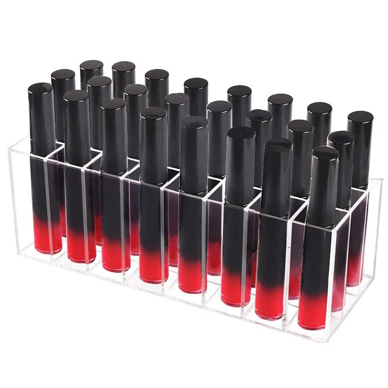 Acryl Lip Gloss Holder 24 slots lippenstiftdoos display Stand diverse opbergdoos cosmetische make -up organizer desktopopslagcase