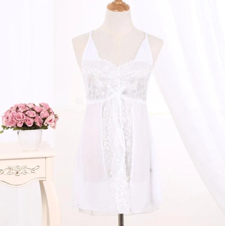 Ladies Sexig Nattdress V-Neck Floral Sleepwear Underkläder Babydoll Nightgown Mini Ärmlös Kvinnor Sömnklänning