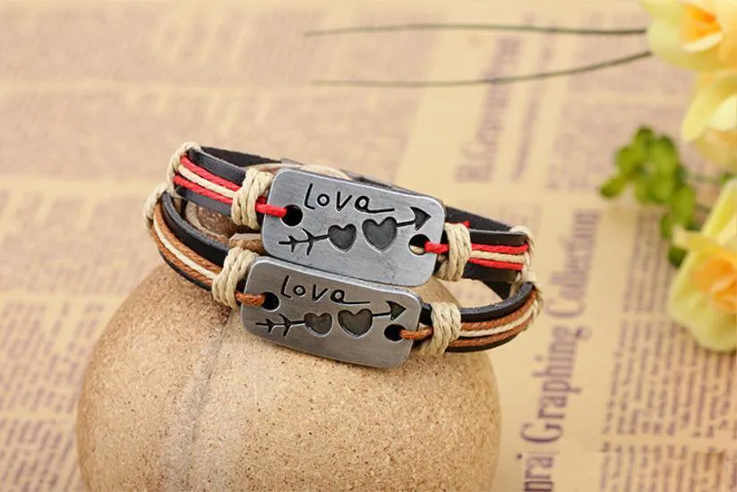 Nieuwe Cupido Love Pijl Leren Armband Voor Mannen Dames Liefhebbers Mode-sieraden Valentijnsdag Gift