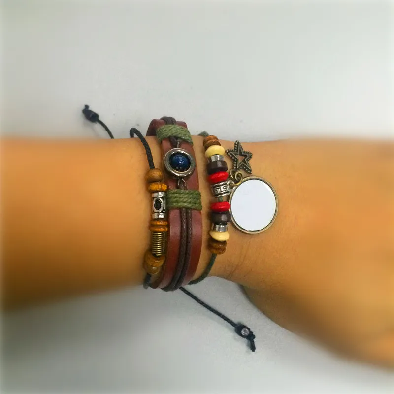 Retro Star Charm Cowhide Bracelet Under 50 Rupees For Women Knitted From Xingchen8507, 1.54