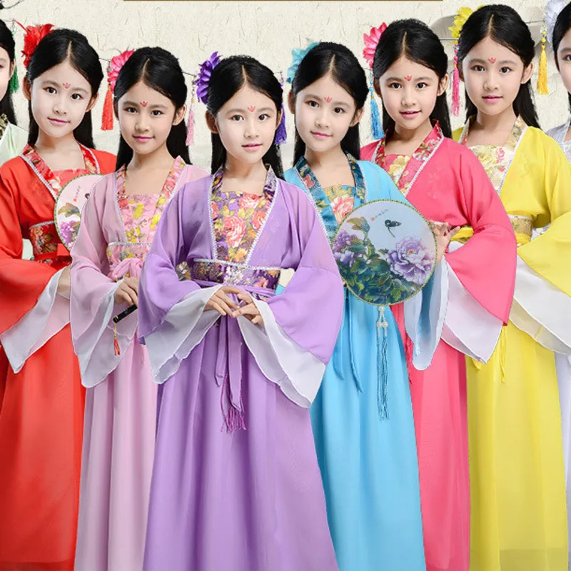 Costumes de danse folklorique traditionnelle chinoise, opéra ancien, dynastie Tang, han ming, robe hanfu pour enfants, vêtements pour filles et enfants