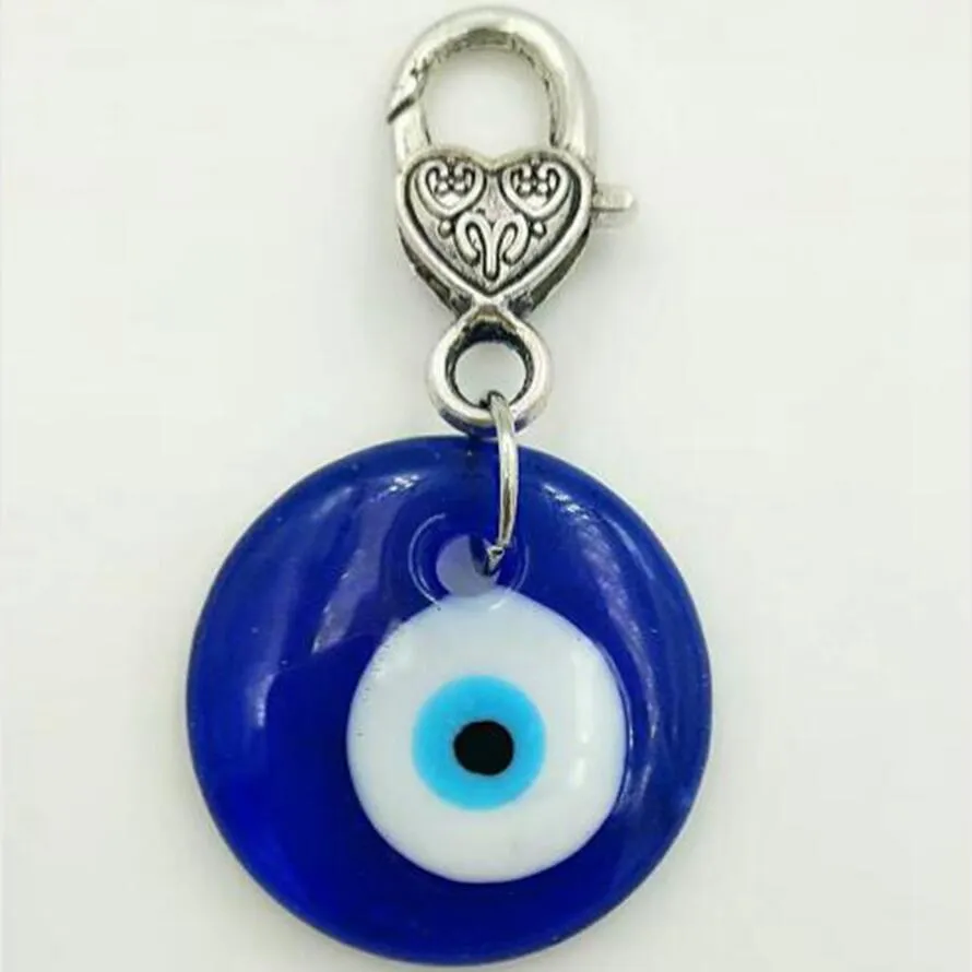 10 Stück Vintage Silber türkische Tropfen blaues Glas böser Blick Charm Schlüsselanhänger Geschenke passen Schlüsselanhänger Zubehör Schmuck A29190x