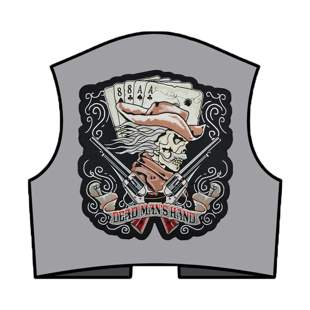 Vente entière Livraison gratuite Custom Cowboy Guns Patch du Dead Man's Hand Large dos coudre sur des correctifs