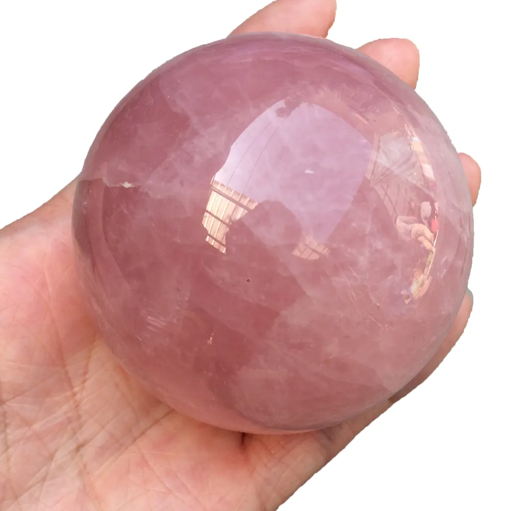 Quartzo rosa Bola de Cristal Natural Rosa Esferas de Pedra Massagem Bola de Palm Yoga Exercício Para Presentes de Casamento Amor