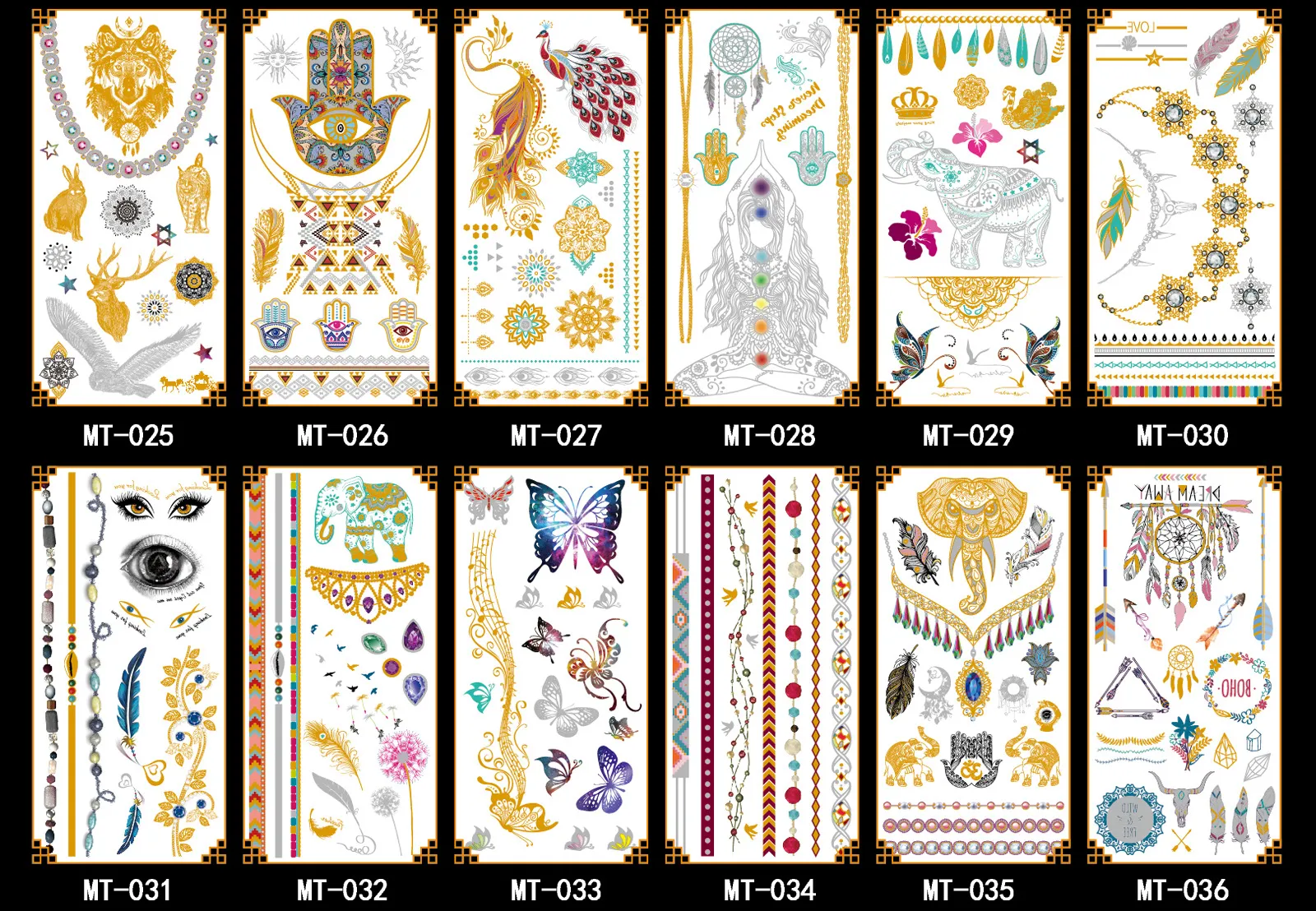 Design De Penas De Pavão Flash Tatuagem Flash Tatuagem De Tatuagem De Ouro  Bloqueio De Tatuagens Temporárias De Tatuagem Henna Adesivos De Zd201415,  $2,38 | DHgate, image size:1600x1108