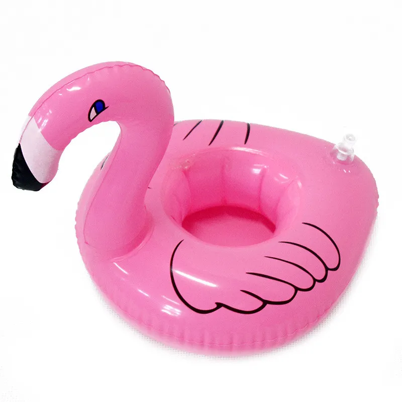 Ins PVC Nadmuchiwane Flamingo Napoje Puchar Uchwyt Basen Cartoon Pływaki Pływający Napój Kubek Stojak Ring Bar Podstawki Floatation Dzieci Bath Toy