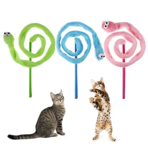 Cartoon Snake Cat Stick Mint Sound Cat Teaser Peluche Giocattoli interattivi per gatti Gattini Prodotti Divertenti animali domestici