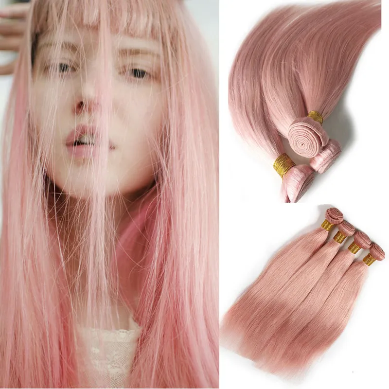 8A Różowy Ombre Brazylijski Proste Dziewicze Human Włosy Wyplata Wiązki Peachy R Hair Extensions 3 Wiązki Darmowa Wysyłka