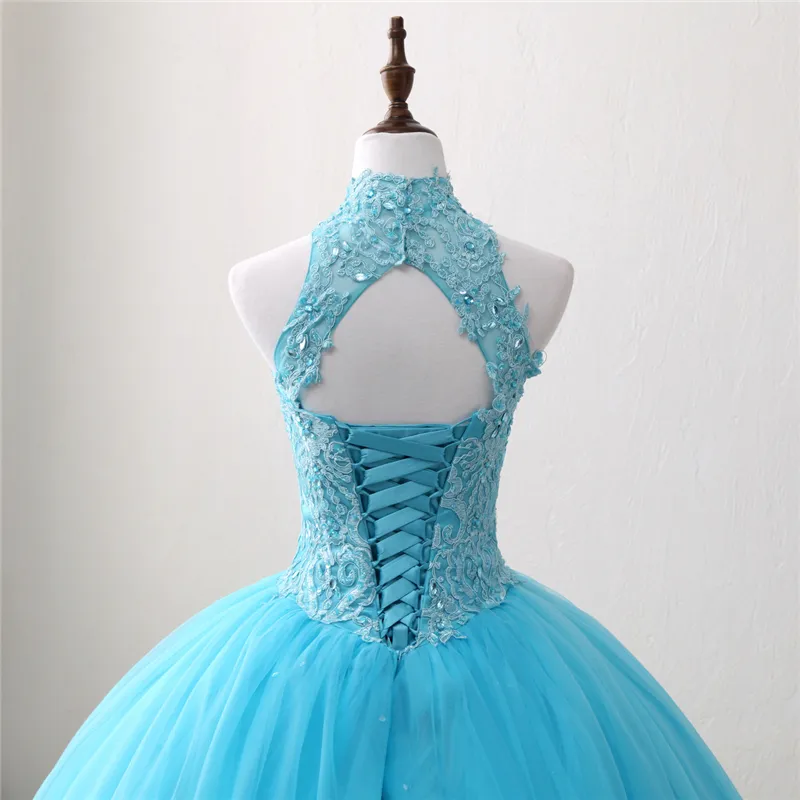 2018 New Sweetheart Ball Gown Quinceanera Klänningar Beaded Prom Sweet 16 Dress Plus Storlek Lace Up Vestido de 15 Ano Q69