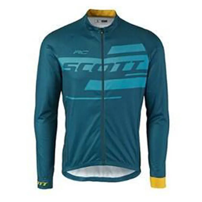 Wiosna / Autum Scott Pro Team Rower Męski Kolarstwo Długie Rękawy Jersey Road Racing Koszule Jazda na rowerze Topy Oddychające Sporty Zewnątrz Maillot S210419107 \ t