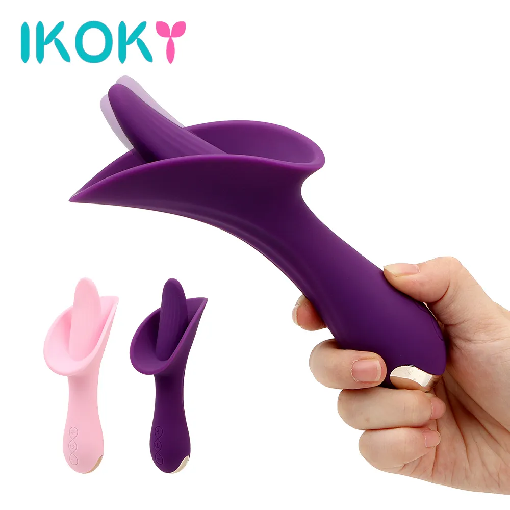 IKOKY Massaggiatore del sesso orale Vibratore della lingua Stimolatore del clitoride Giocattoli del sesso per le donne Masturbatore femminile Prodotto per adulti Silicone S1018