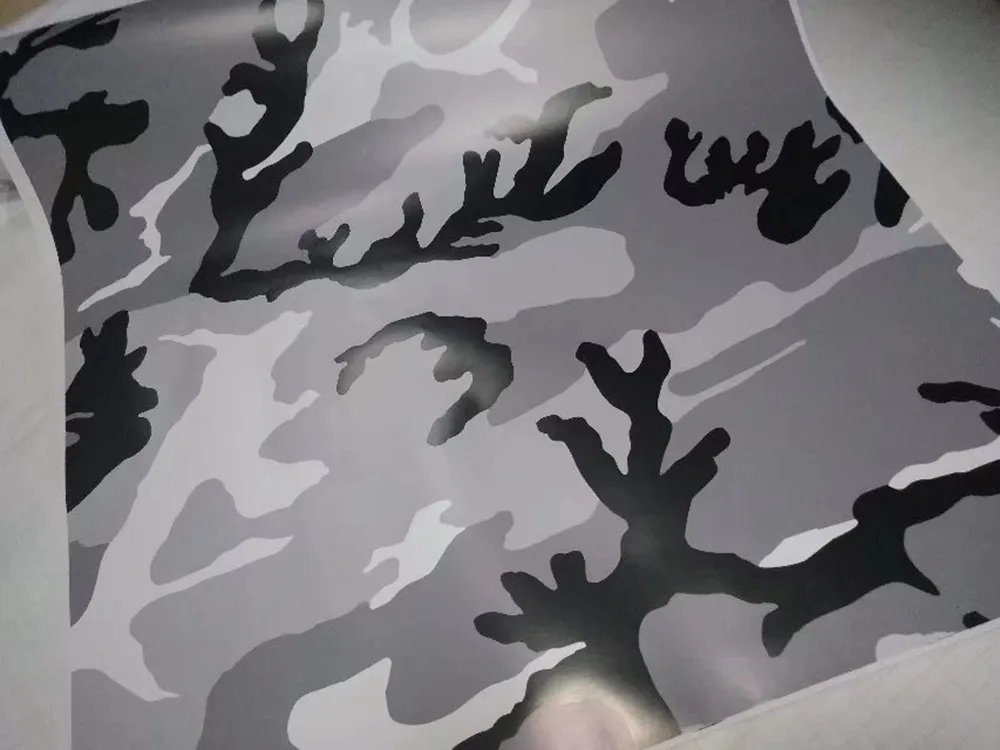 Arctic Beyaz Gri Siyah Kamuflaj Vinil Araba Wrap Camo Stil Kaplama Filmi Hava Yayında / Kabarcık Ücretsiz Boyutu 5x 32ft / 67ft / 98ft