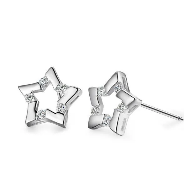 Mode 925 Sterling Verzilverd Kleine Stud Oorbellen Hart Clover Crown Stud Oorbellen voor Dames Sieraden