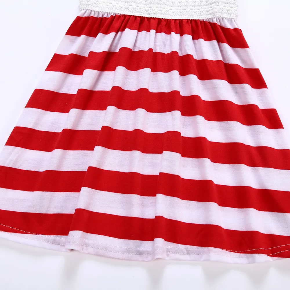 طفل الفتيات العلم الأميركي طباعة اللباس الأطفال أكمام مخطط فستان الأميرة 2018 الصيف بوتيك الأطفال أطفال ملابس C4065