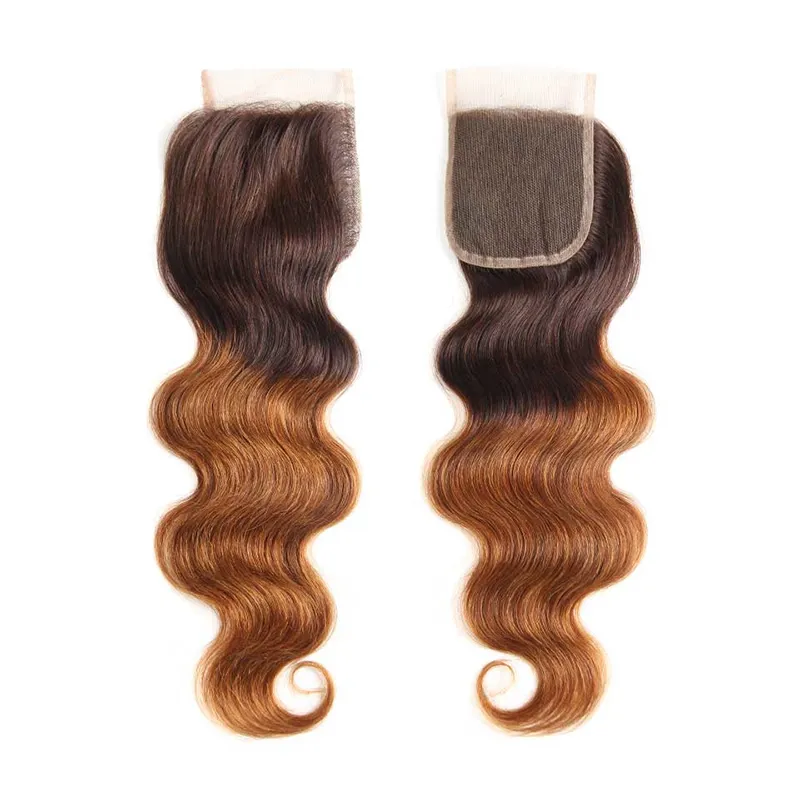 Ombre Capelli 3 Bundles Con Chiusura In Pizzo 4x4 Onda Del Corpo 430 ombre Ombre Tessuto Brasiliano Dei Capelli Umani Con Chiusura A Buon Mercato Intero Pr8676868