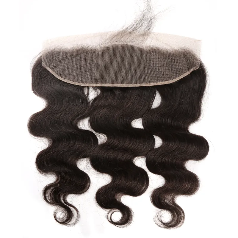 13x4 Chiusura Frontale In Pizzo Frontali Ondulati Body Wave Frontali In Pizzo Trasparenti HD Con Frangetta Capelli Del Bambino 100% Capelli Umani Remy 150% Densità Spessi Naturali Neri Bella Hair Slay