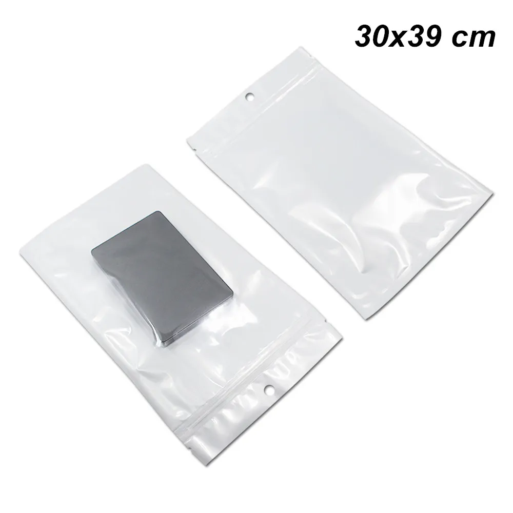 Depolama Packaging Bag Asma Delik Telefon Kılıfı Depolama Paketi Torbalar Fermuar Poly Plastik Öz Mühürlü Zip Asma 30x39cm Saydam