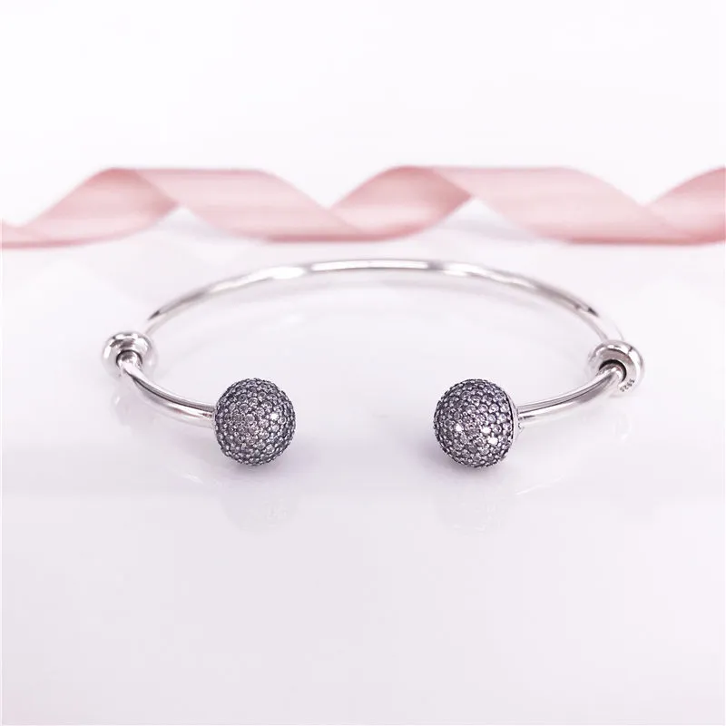 S925 Ouvrir Bracelet, Authentique S925 En Argent Sterling Femmes Marque Ouvrir charme bracelet Bracelet Fit DIY Perles