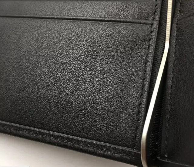 Klassische schwarze echtes Leder Bifold männliche Geldbörse Billfold Wallet Geldklammer Männer Klemme für Geld Fall Luxus Kreditkarteninhaber Pouc295A