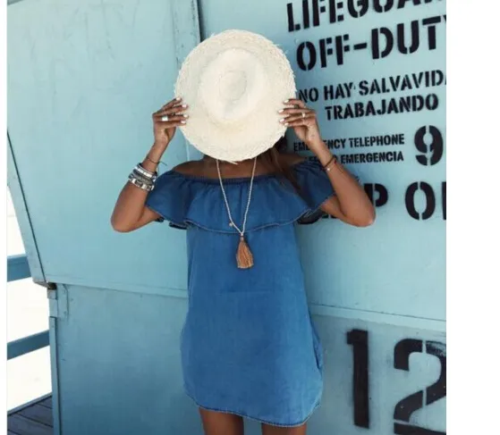 no sleeve denim dress Blue Denim Delta Mini Dress main image 1