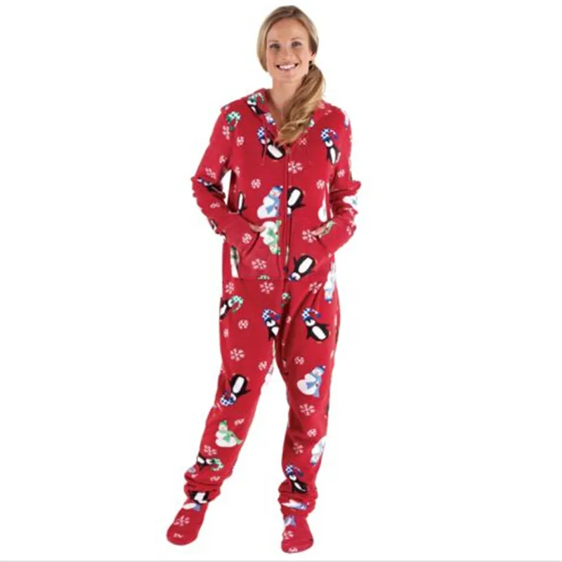 Familjmatchande julpyjamas set Xmas Women Man Baby Kid Hooded Sleepwear Nightwear 2017 New Family Match Print Pyjamas Set6643621