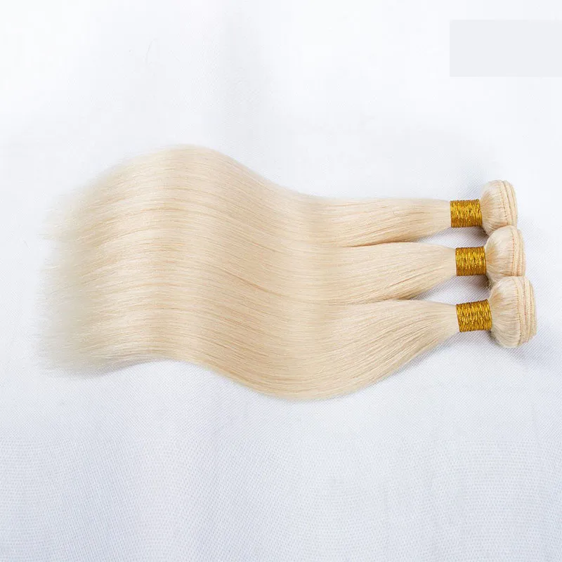 Новое поступление, пучки человеческих волос медовой блондинки 613, платиновая блондинка, прямые волосы для наращивания, бразильские необработанные девственные волосы, плетение9025112