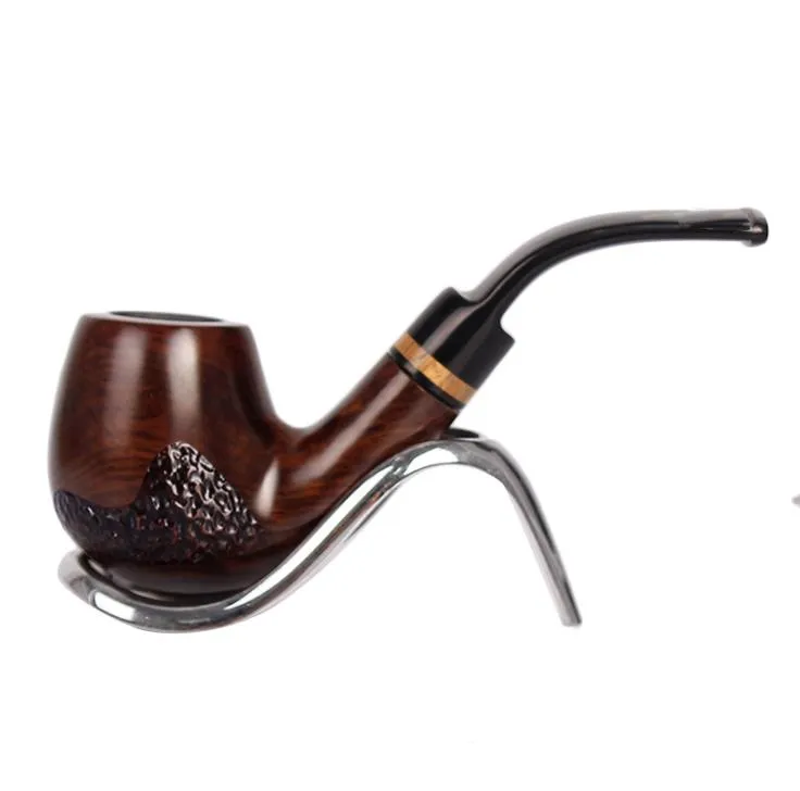 New ebony carved hand-made pipe filter solid wood smoking accessories male bent bucket