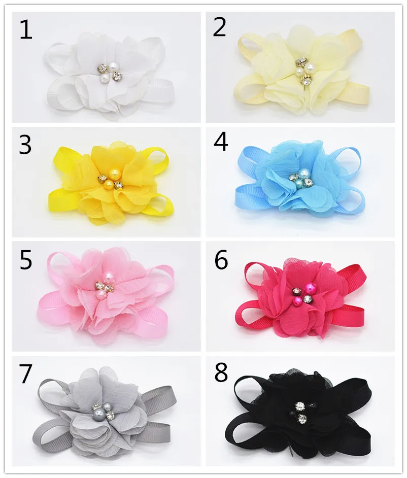 10 Stück Haarschleifen Spitze mit Perlenblume Boutique Damen glänzendes BLING mit Clip Haarspangen für Kinder Haarschmuck FJ007