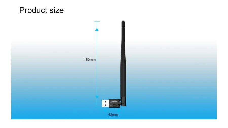 Comfast Mini USB WiFi USB 2.4G Adapter WiFi dla PC Bezprzewodowa odbiornik sieci WIFI 5DBI dla systemu Windowsxp/7 Vista Linux