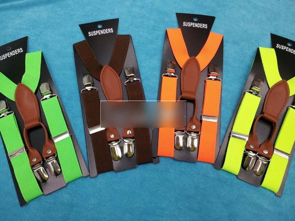 Baby Boys 4 Clip Suspenders Fashion Classical Sytle Solid Färger All-Match Barn Skulder Bälte Elastiska Kids Bröllop Suspender C3241