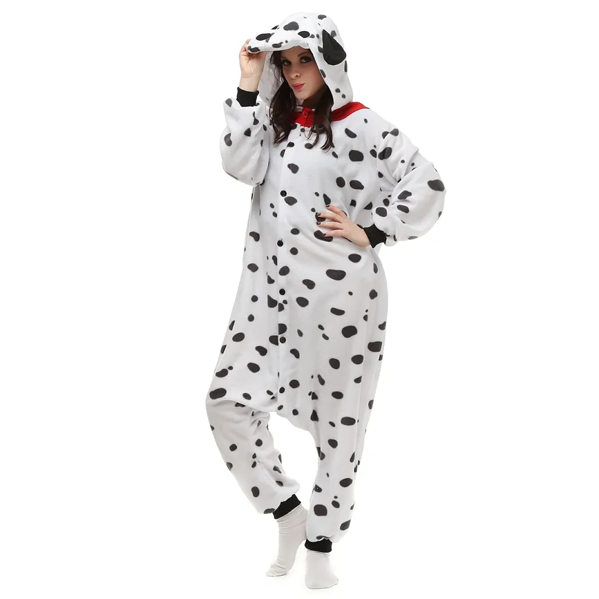 Dalmatien Chien Femmes et Hommes Animal Kigurumi Polaire Costume pour Halloween Carnaval Nouvel An Fête bienvenue Drop 256p