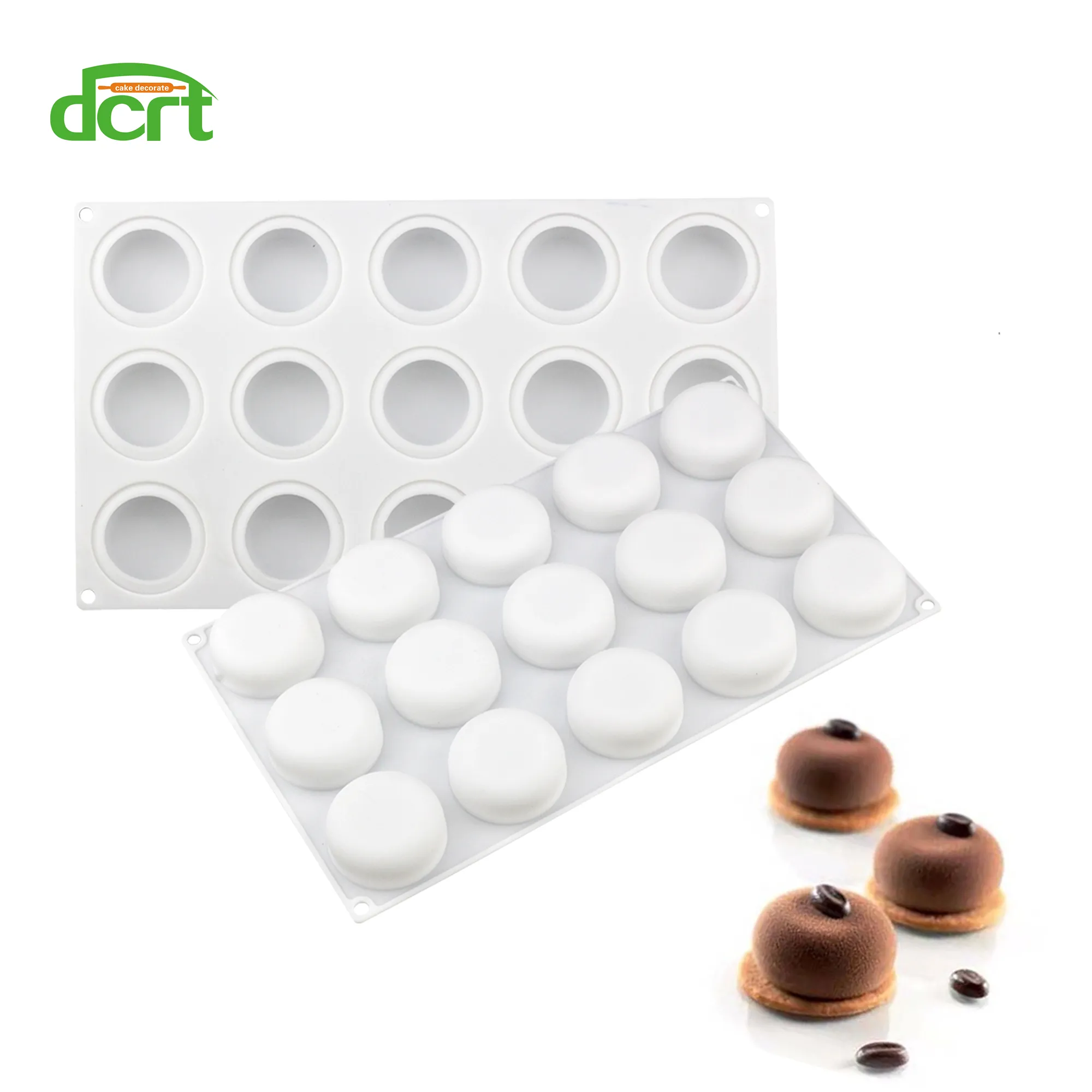 Silicone 15 Cavity Round Cake Mold For Baking & Decorating Easy Release