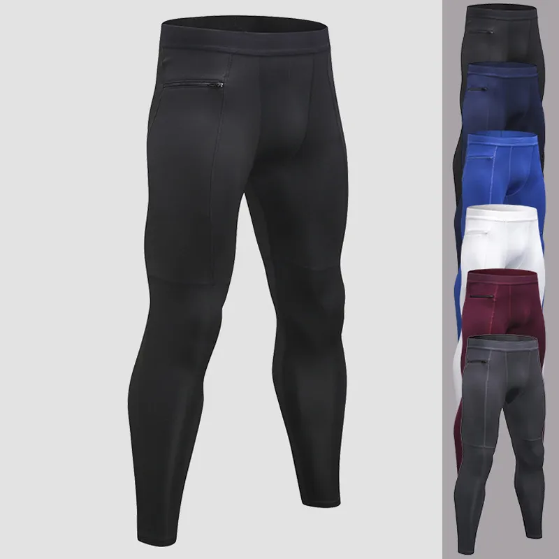 Популярные молнии карманные спортивные брюки для мужчин Quick Dry Мужские брюки бег трусцой брюки тренажерный зал фитнес одежда обучение спорт брюки