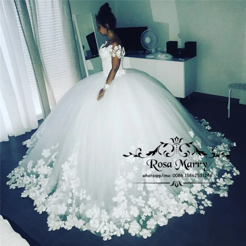Ahorra a lo Grande en Compras al por Mayor de Vestidos De Novia De Vestidos  De Princesa Blanca Princess White 3D Floral Wedding Dresses 2020 Ball Gown 